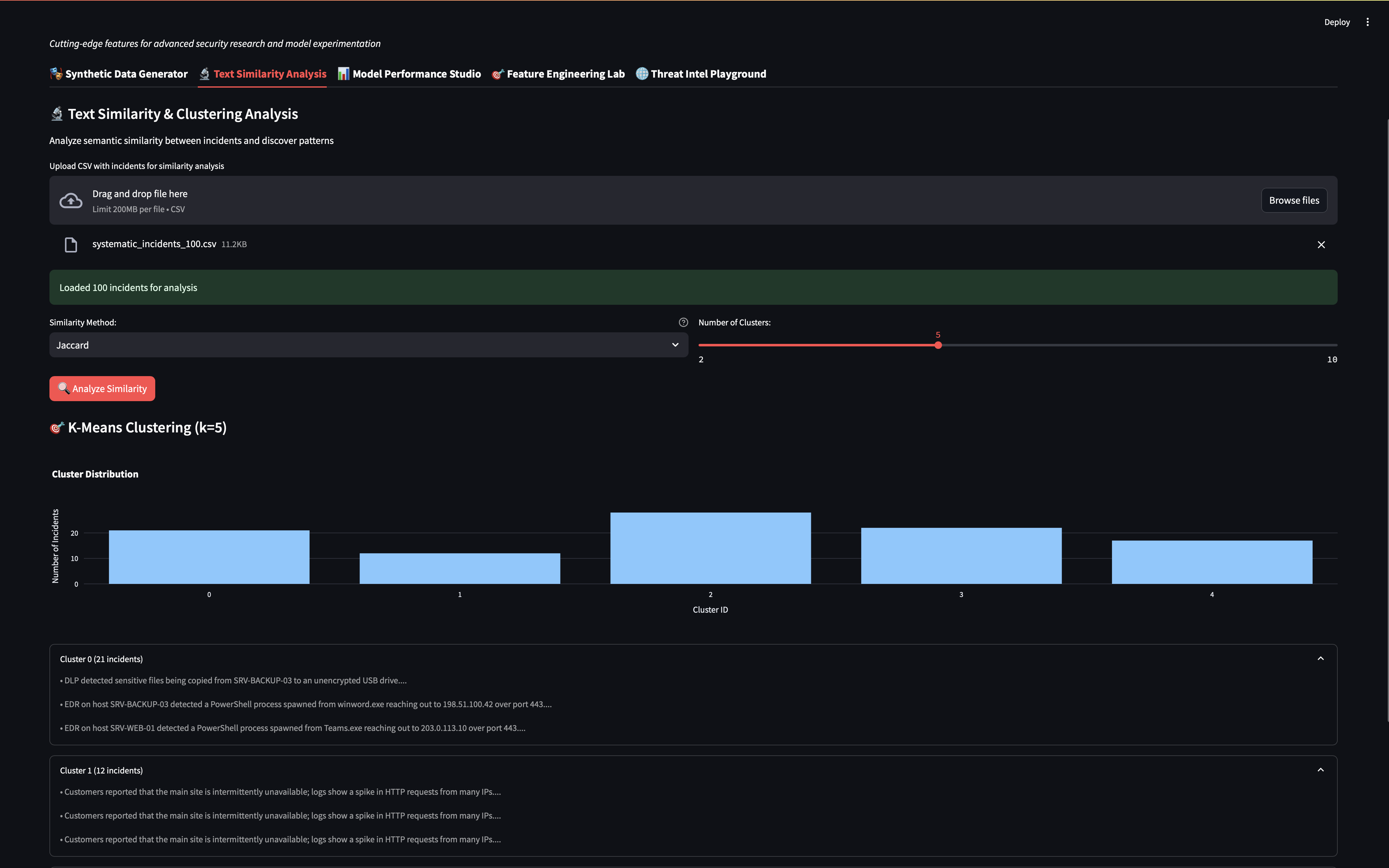 Screenshot: Similarity Analysis
