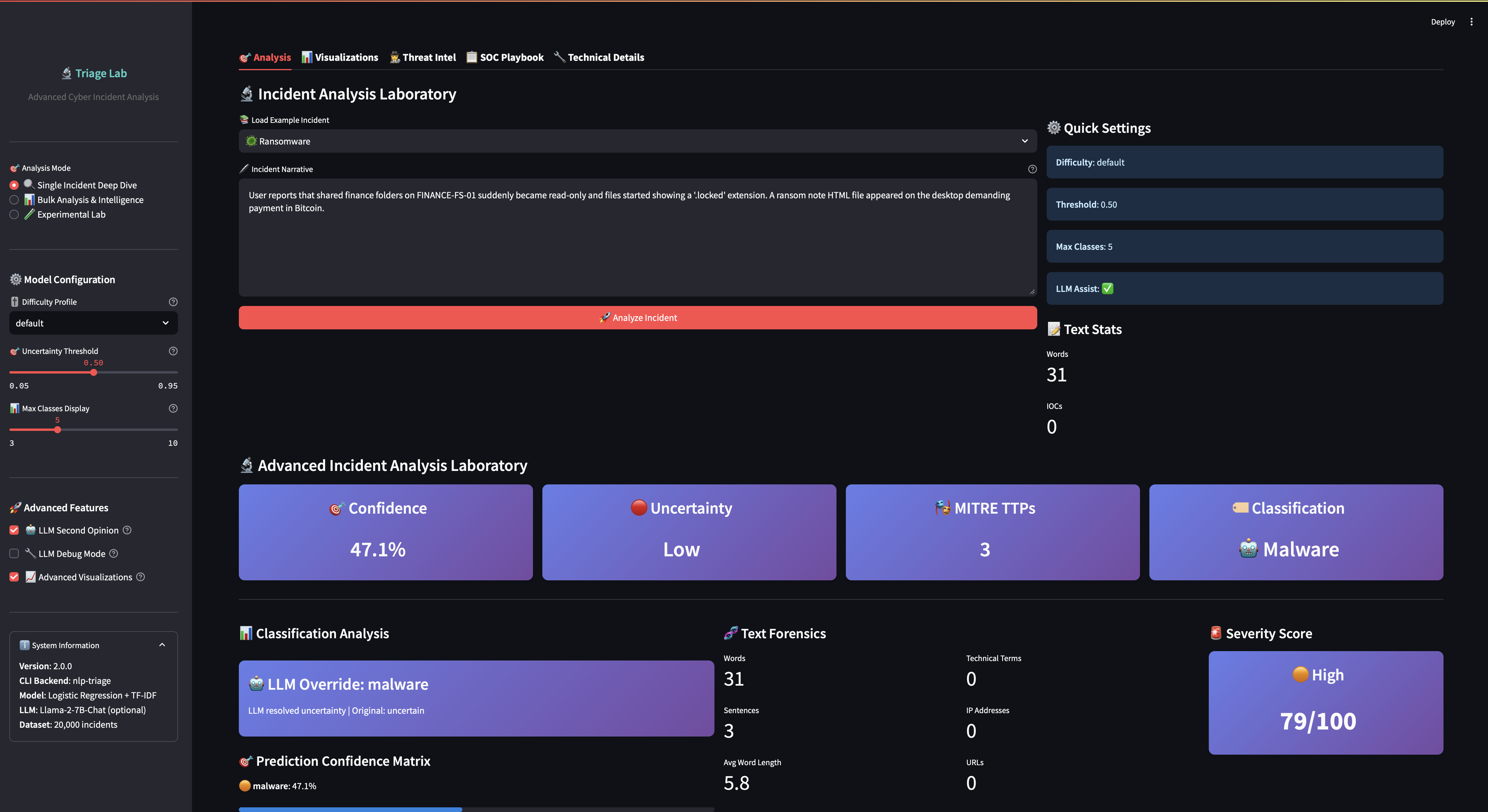 Screenshot: Single Incident Mode