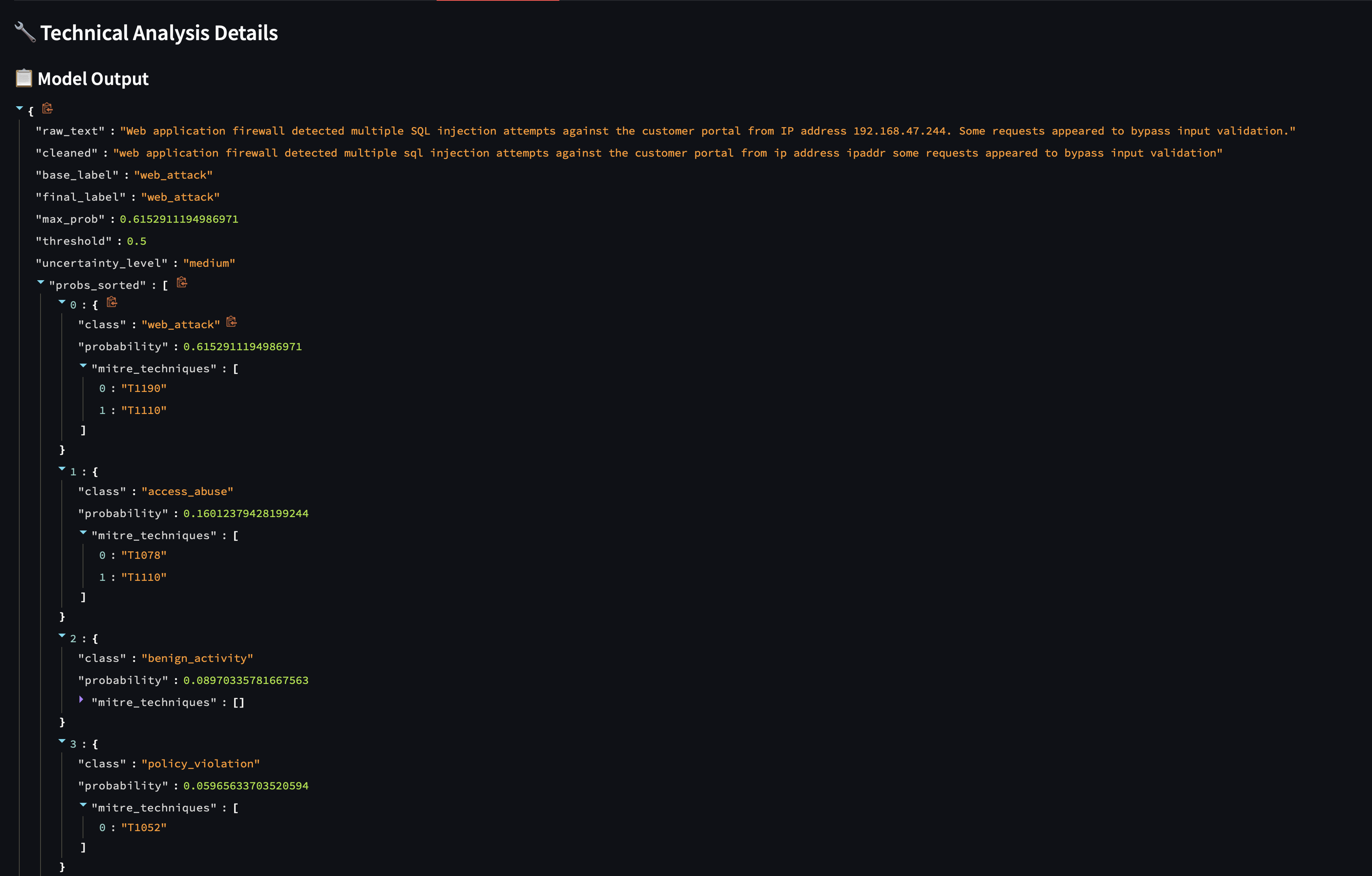 Screenshot: Technical Details Tab